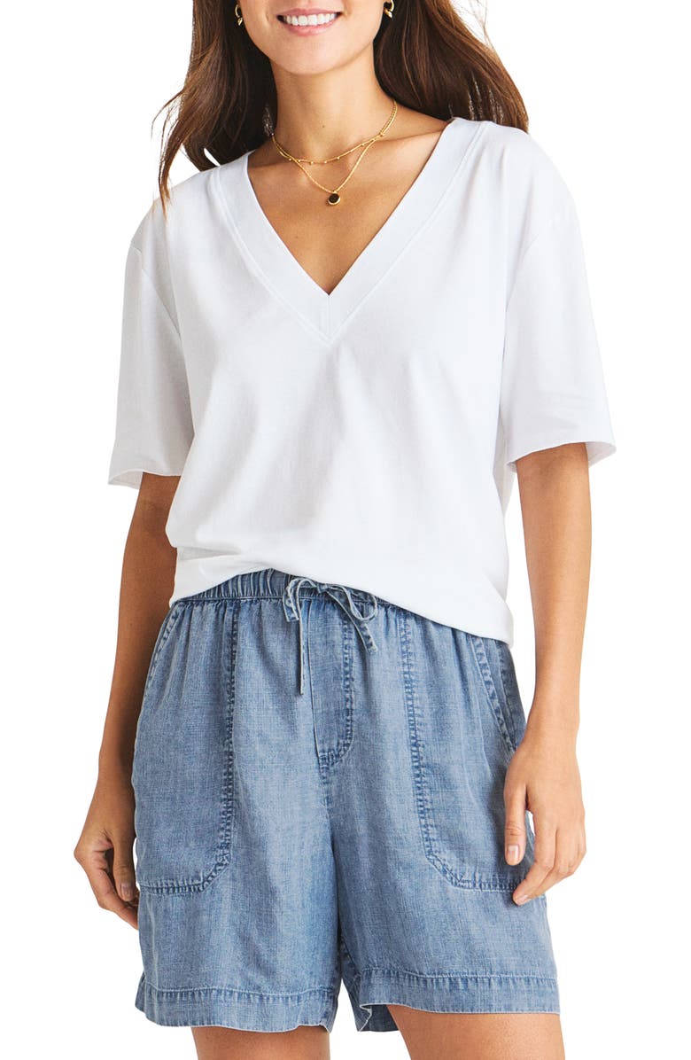 Splendid Kacey V-Neck T-Shirt, Main, color, White