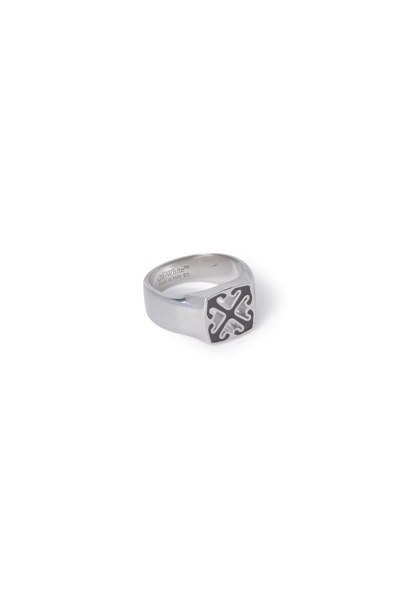 Men's Black Enamel Arrow Ring, Alternate, color, Silver