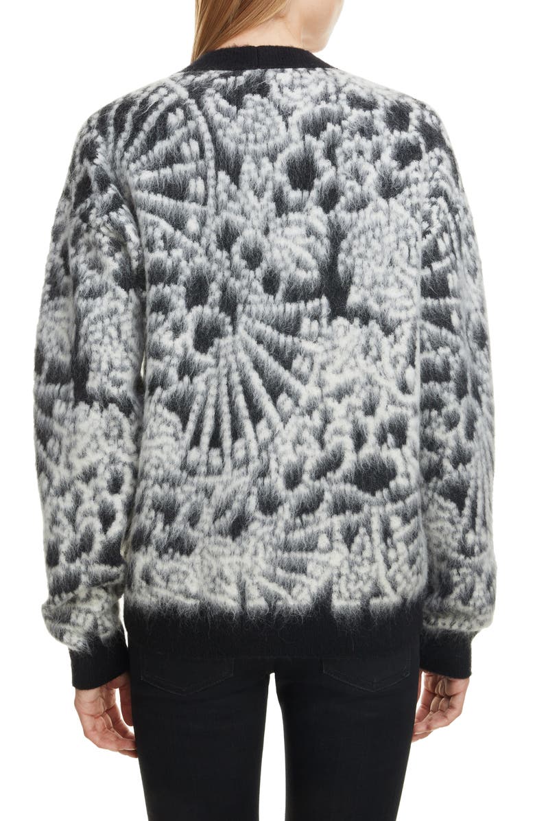 Saint Laurent Floral Jacquard Wool & Mohair Blend Cardigan, Alternate, color, 