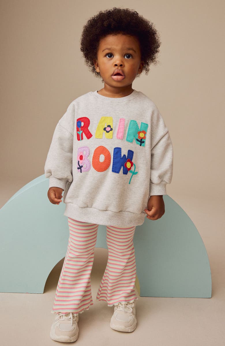 NEXT Kids
 Rainbow Appliqué Sweatshirt 
Rib Flare Leggings Set, Alternate, color, 