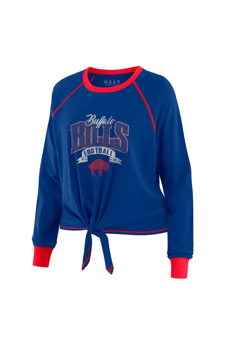 WEAR by Erin Andrews Women's WEAR by Erin Andrews Royal/Red Buffalo Bills Plus Size Tie-Front Long Sleeve Top, Alternate, color, Royal