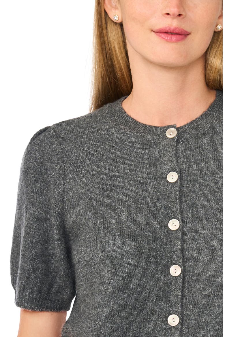 Short Sleeve Cardigan, Alternate, color, MEDIUM HEATHER GREY