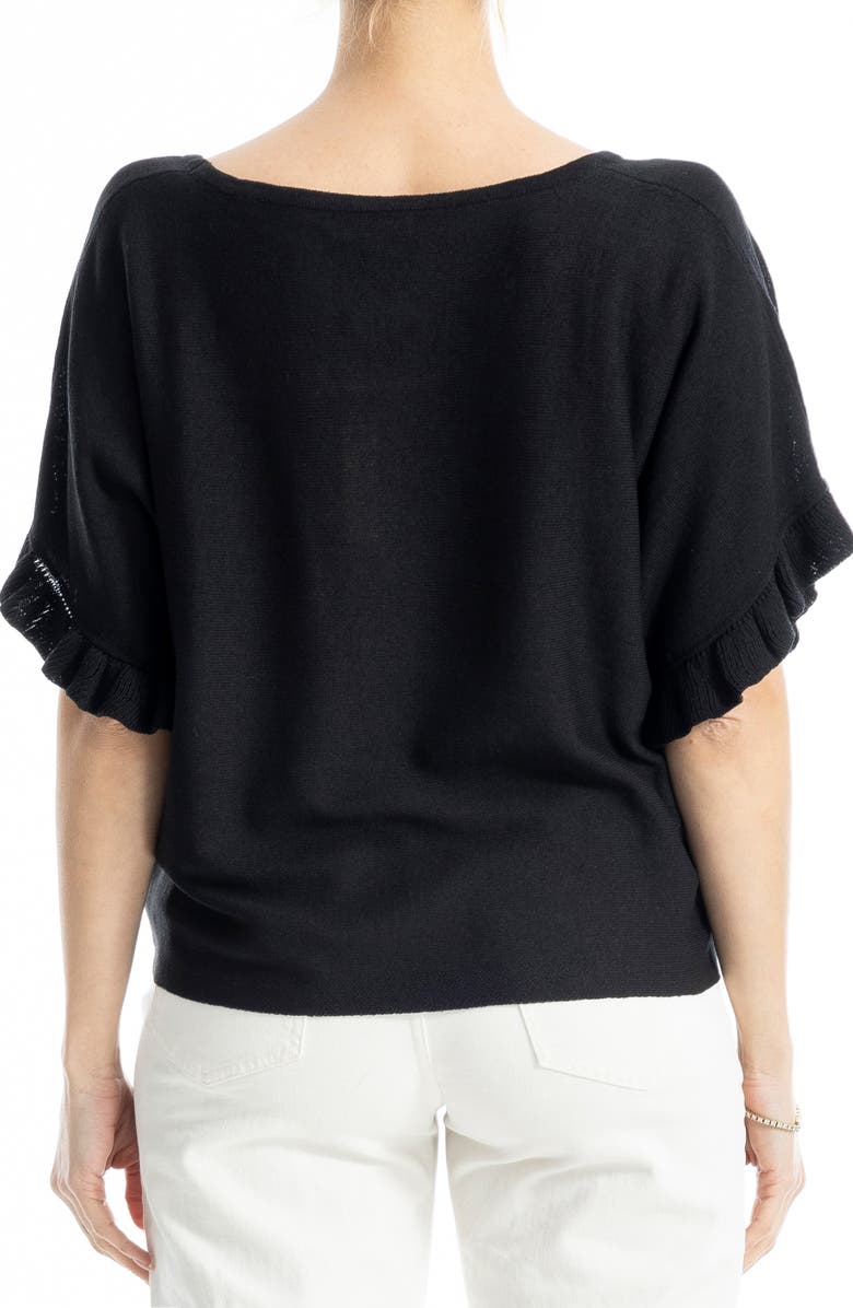 MAX STUDIO Flutter Sleeve Sweater, Alternate, color, Black-Black