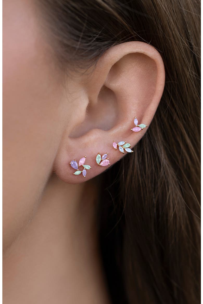 Pastel Leaf Set of 4 Stud Earrings, Alternate, color, GOLD