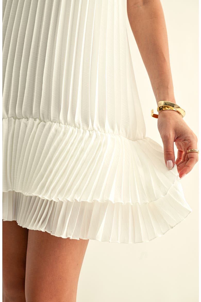 Brielle Pleated Trapeze Minidress, Alternate, color, IVORY