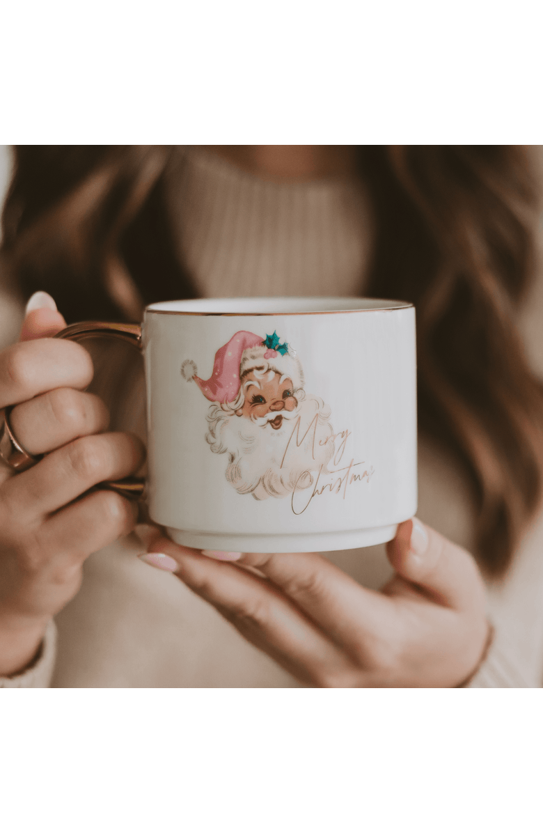 SWEET WATER DECOR Gold Handle Holiday Coffee Mug, Alternate, color, Vintage Santa