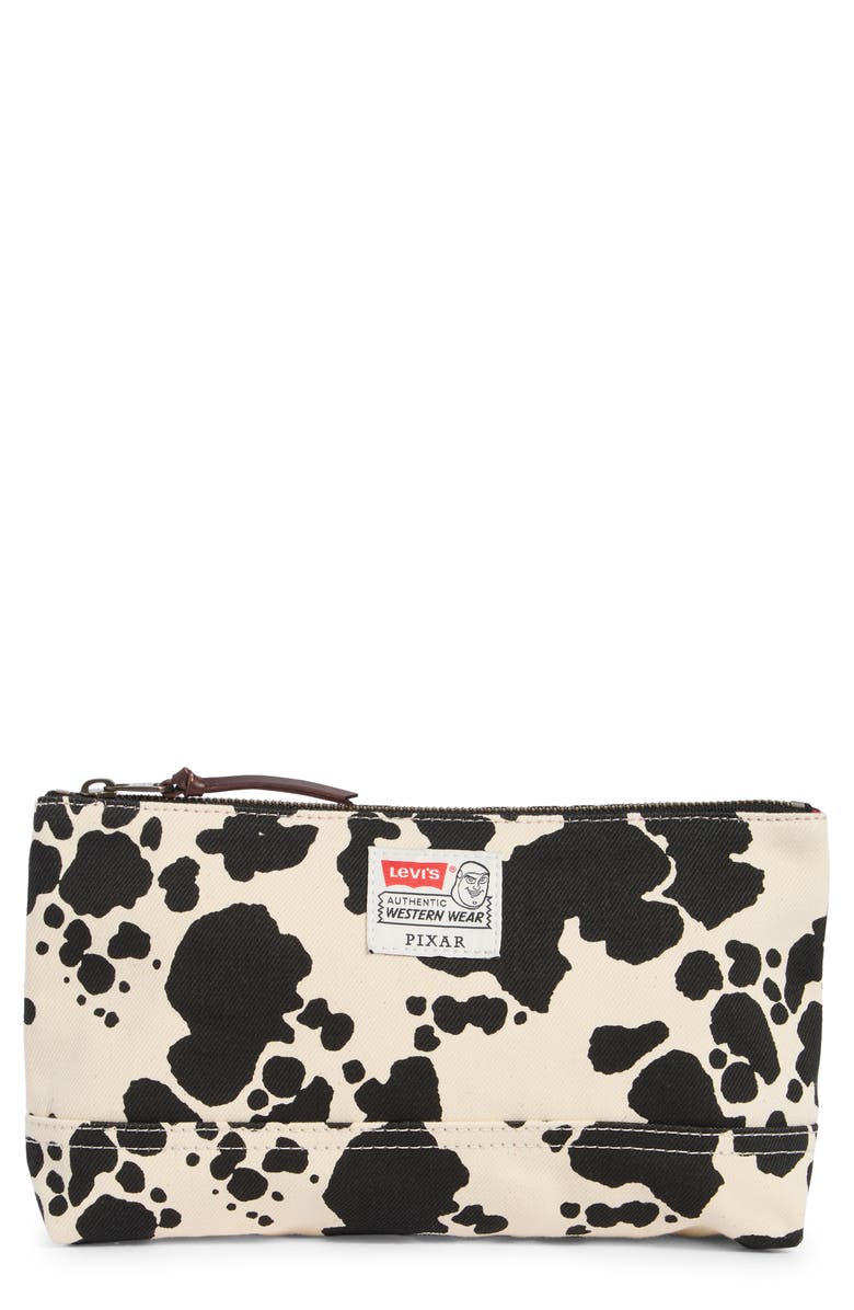 Levi's<sup>®</sup> x Disney Pixar<sup>®</sup> Toy Story Cow Print Zip Pouch, Main, color, X Ts Cow Print Black
