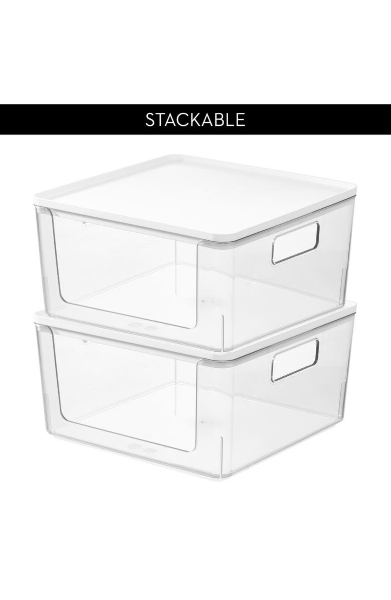 iDesign Rosanna Pansino x iDesign Recycled Plastic Open Front Kitchen Storage Bin with Lid, Clear Bin/Marshmallow Lid, 12" x 12" x 6", Alternate, color, Clear