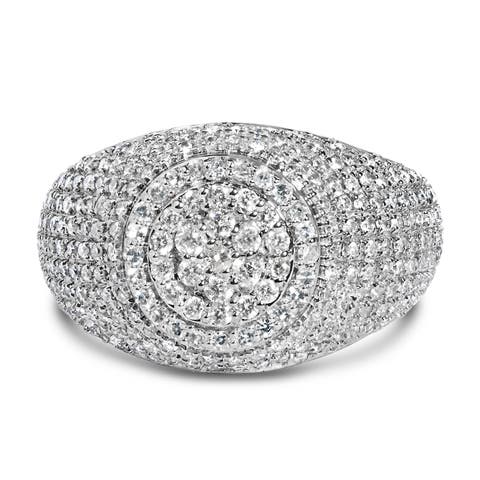 Men's 10K Yellow Gold 1 1/2 Ctw Diamond Cluster Dome Band Ring