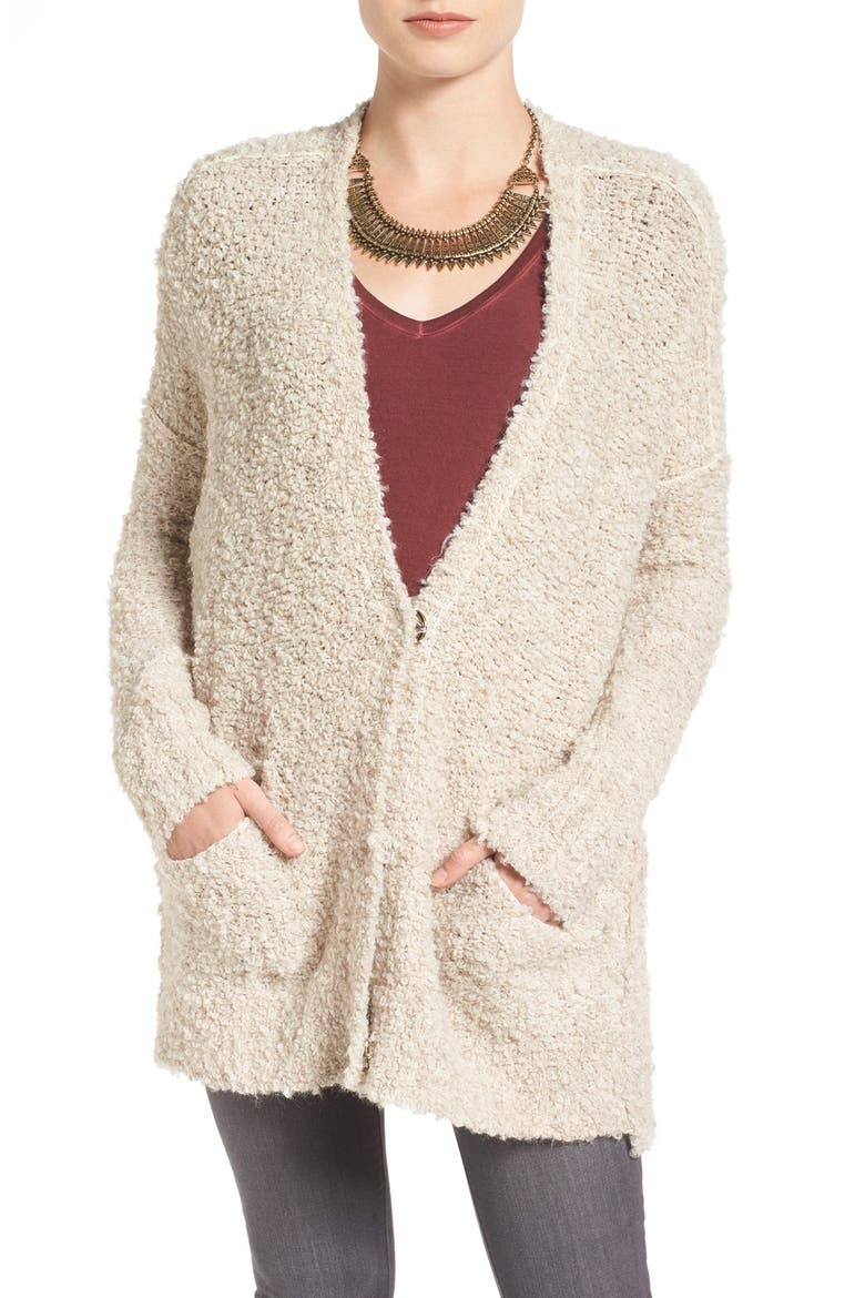 Bouclé V-Neck Cardigan, Alternate, color, IVORY