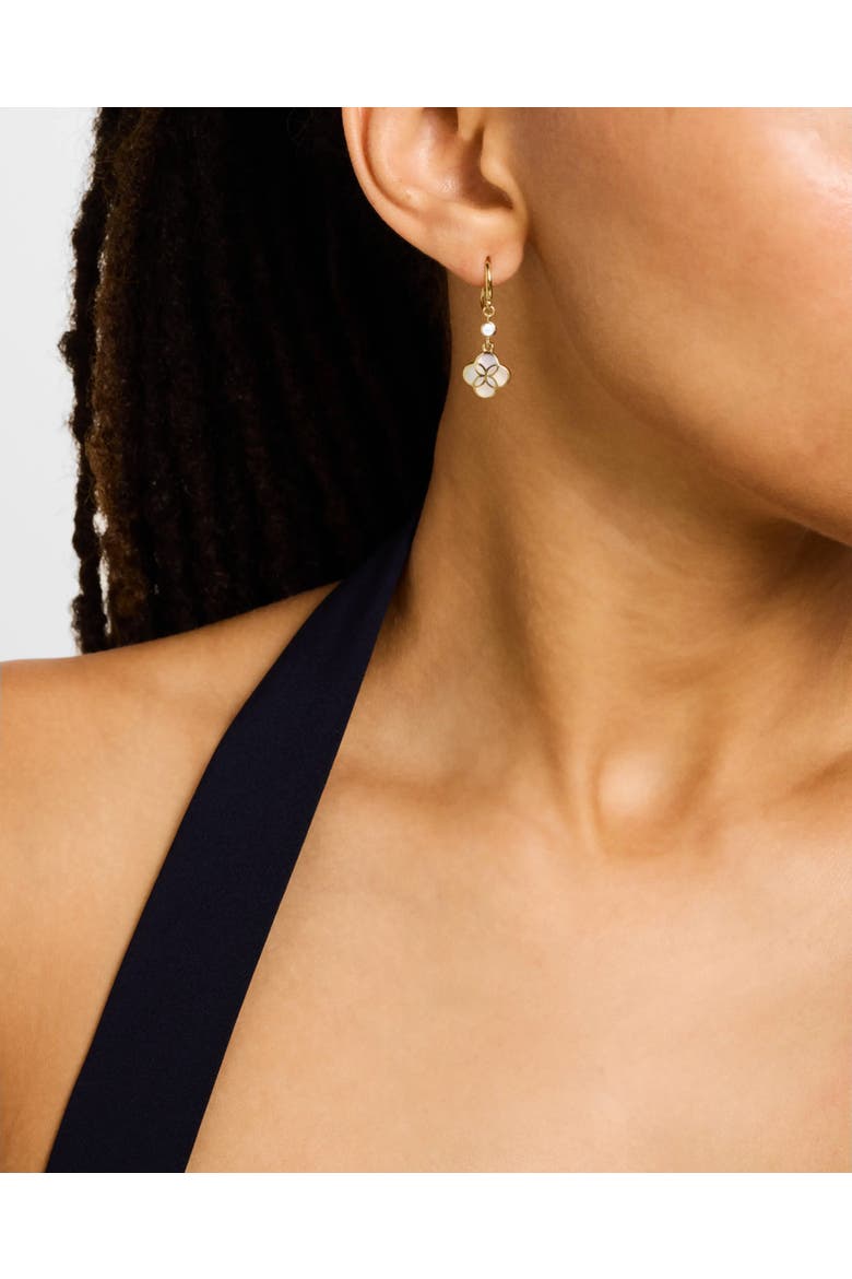 Petal Gemstone With 18K Gold Overlay Sterling Drop Earring, Alternate, color, WHITE