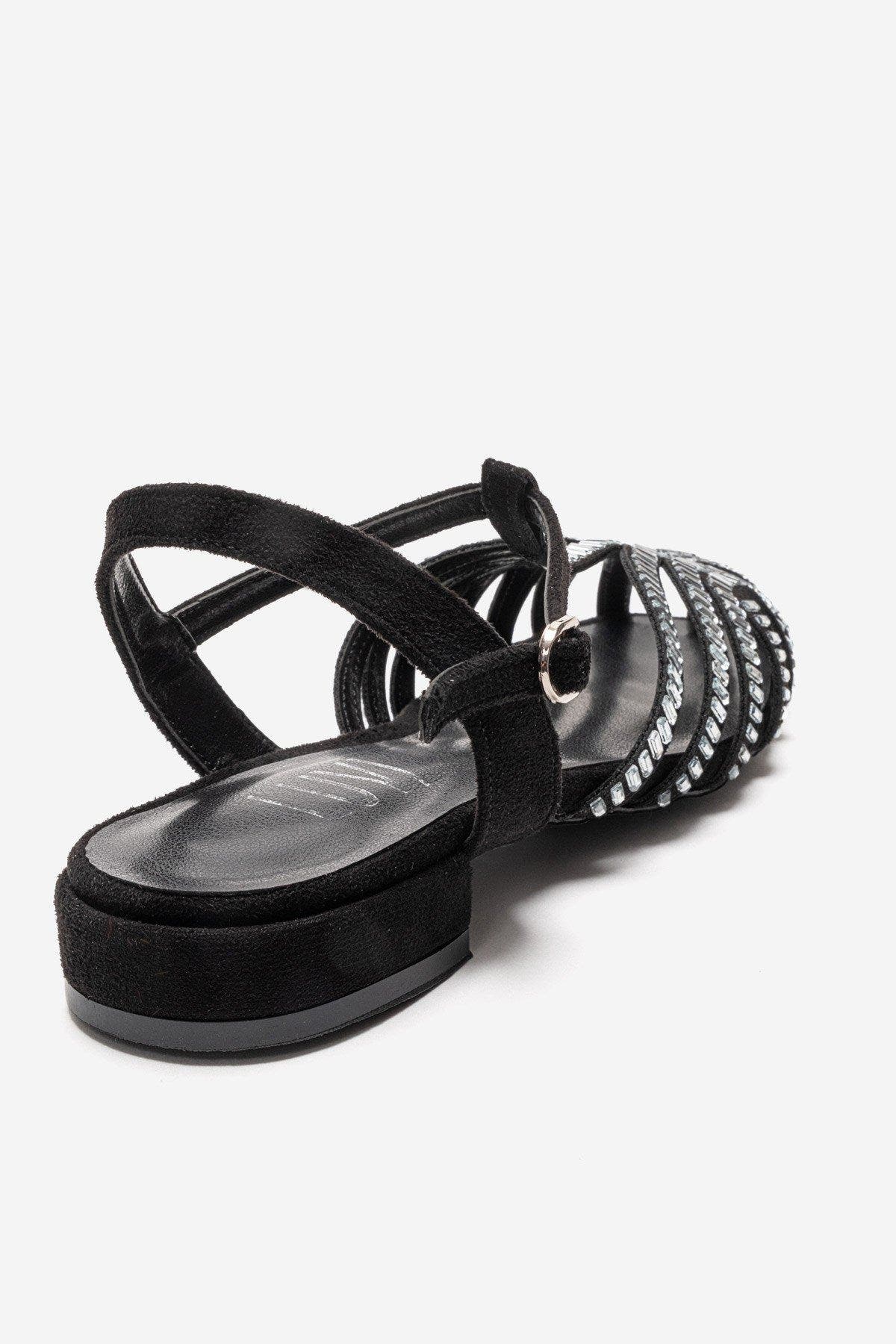 Prologue Shoes Lavina Embellished Sandal, Alternate, color, Black Suede