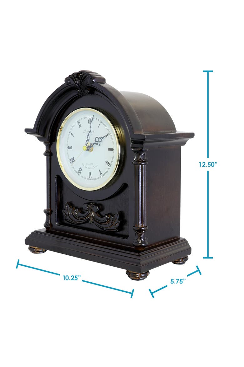 Wood Mantel Clock with Chimes, Alternate, color, Dark Brown