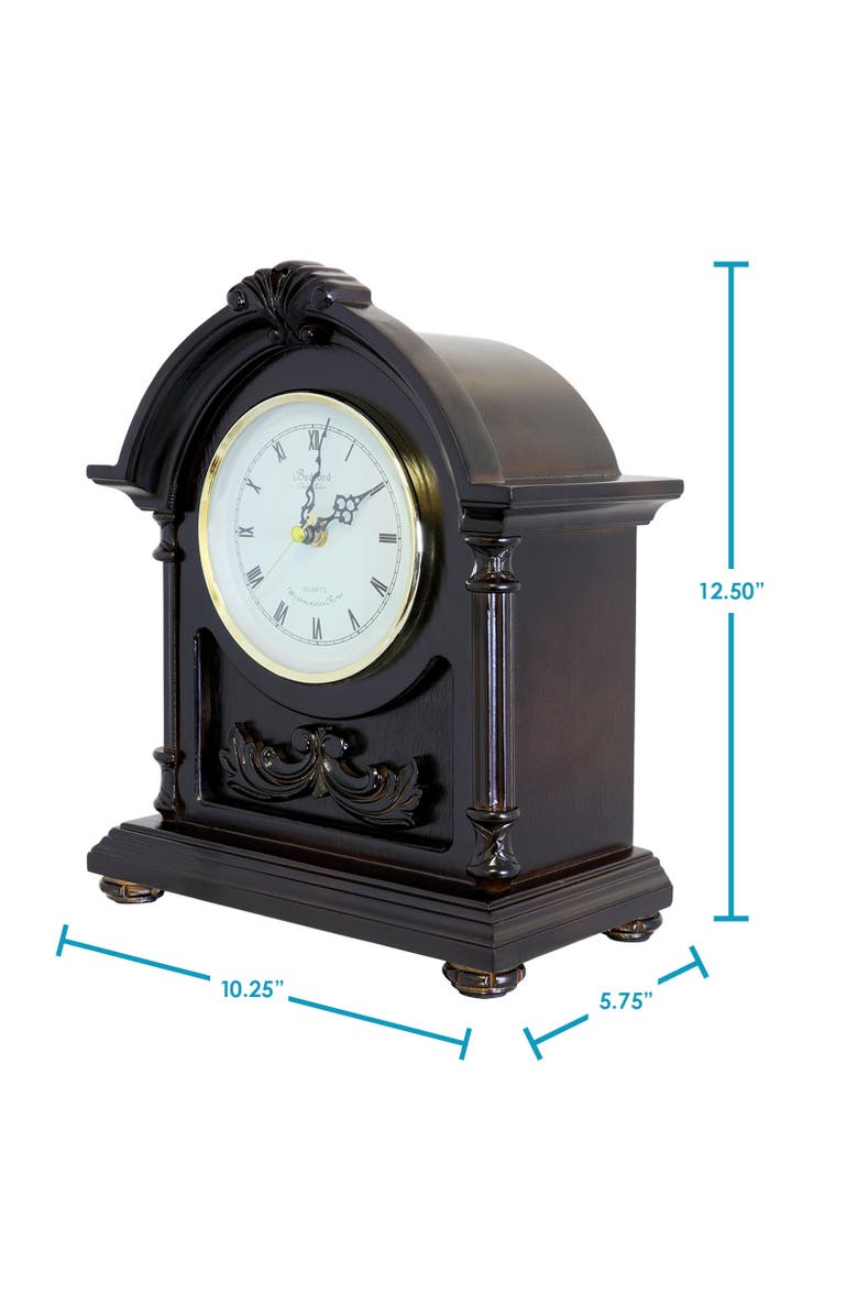 Bedford Clock Collection Wood Mantel Clock with Chimes, Alternate, color, Dark Brown