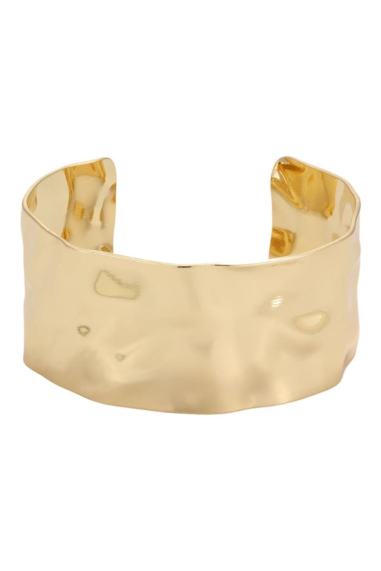 Hammered Tall Cuff Bracelet, Main, color, GOLD