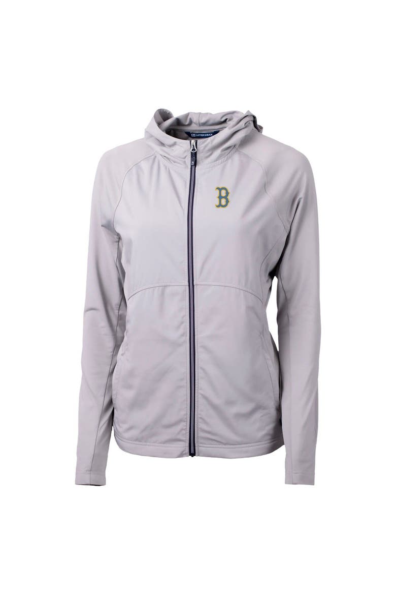 Women's Cutter & Buck Gray Boston Red Sox City Connect Adapt Eco Knit Hybrid Recycled Full-Zip Hoodie, Alternate, color, Gray