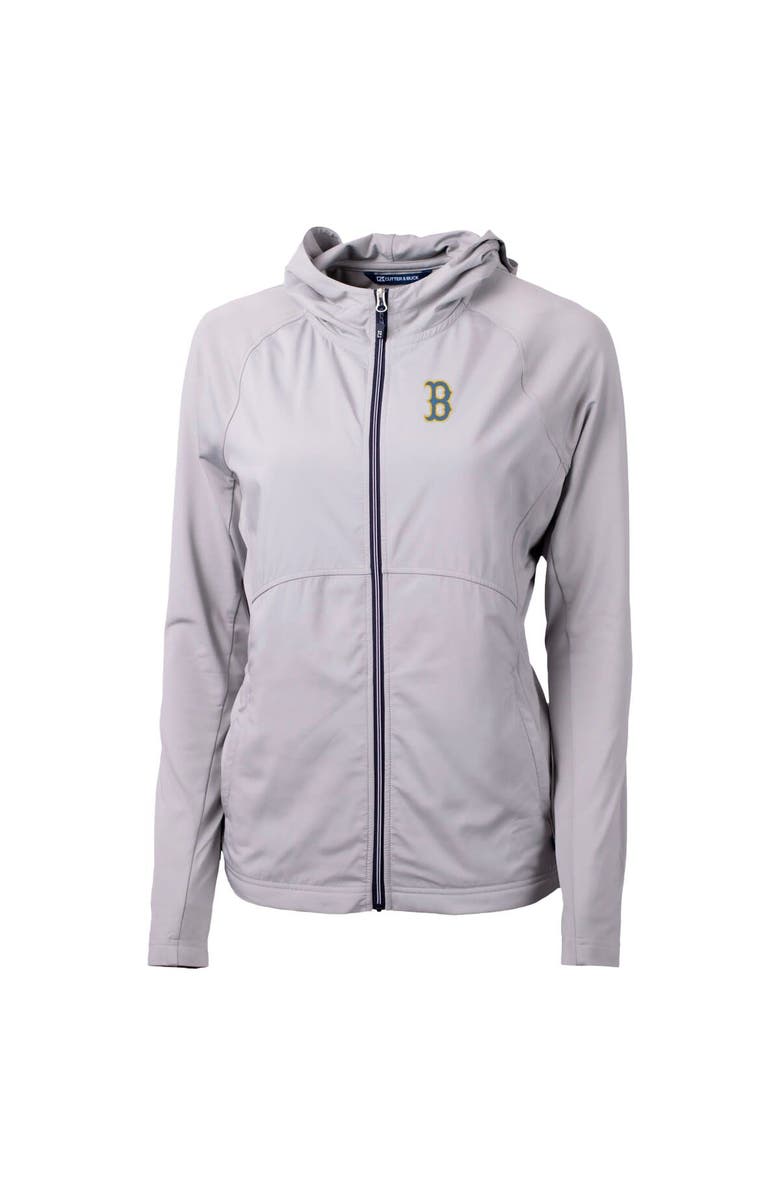 Cutter & Buck Women's Cutter & Buck Gray Boston Red Sox City Connect Adapt Eco Knit Hybrid Recycled Full-Zip Hoodie, Alternate, color,