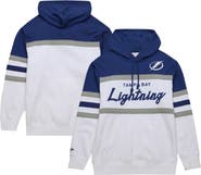Mitchell & Ness Men's Mitchell & Ness White/Blue Tampa Bay Lightning Head Coach Pullover Hoodie