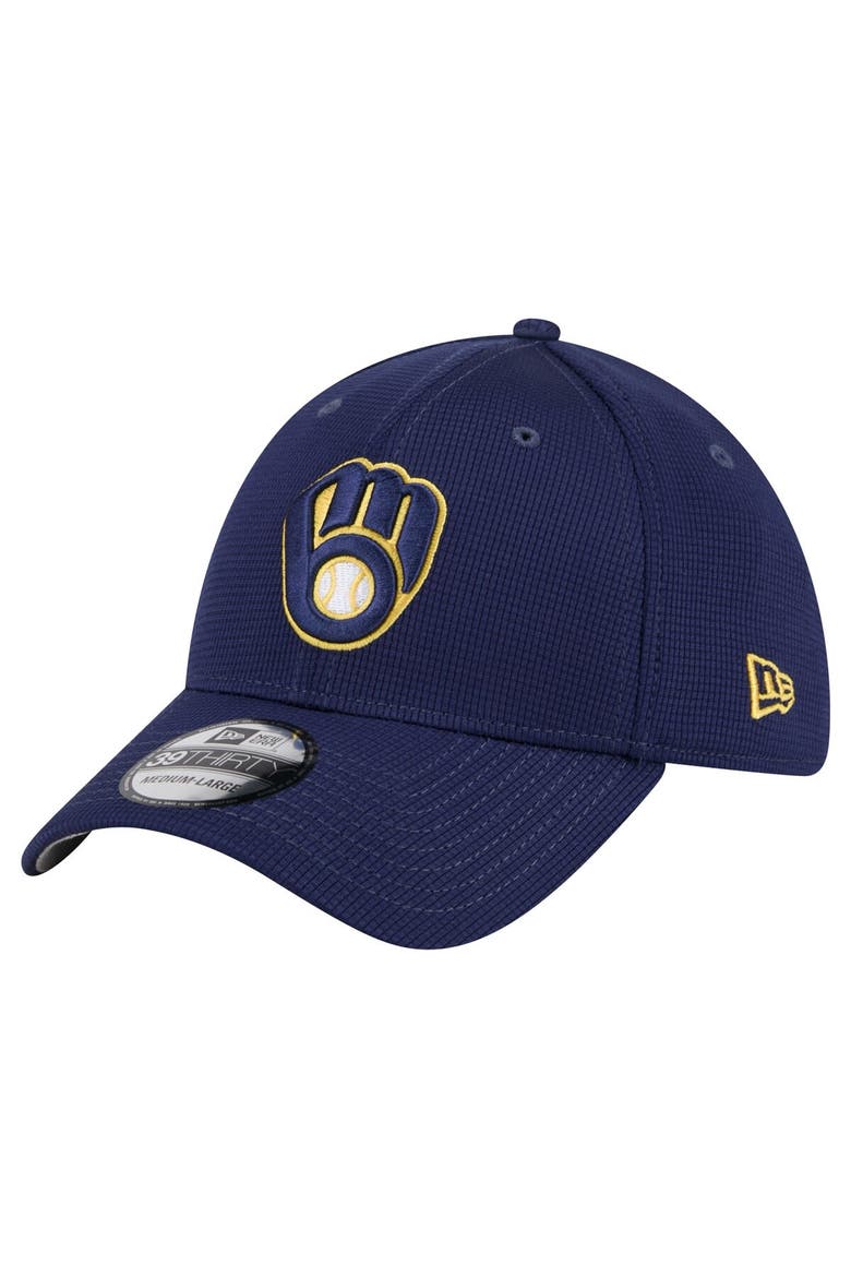 Men's New Era Navy Milwaukee Brewers Active Pivot 39THIRTY Flex Hat, Main, color, Navy