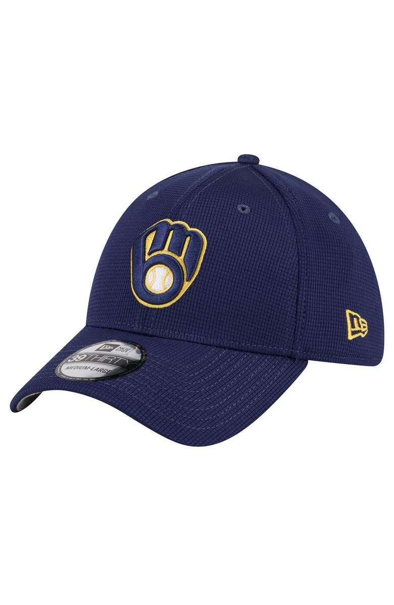 New Era Men's New Era Navy Milwaukee Brewers Active Pivot 39THIRTY Flex Hat, Main, color, 