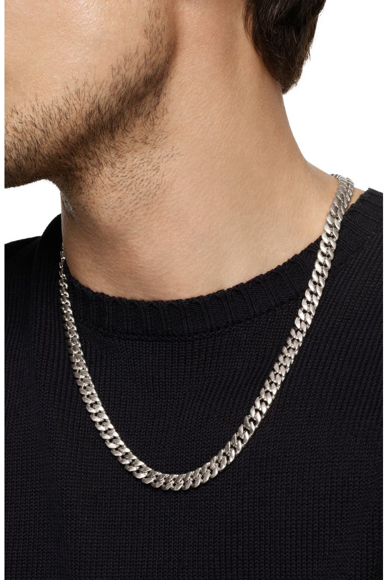 Men's Curb Chain Necklace in Sterling Silver, 8mm, Alternate, color, SILVER