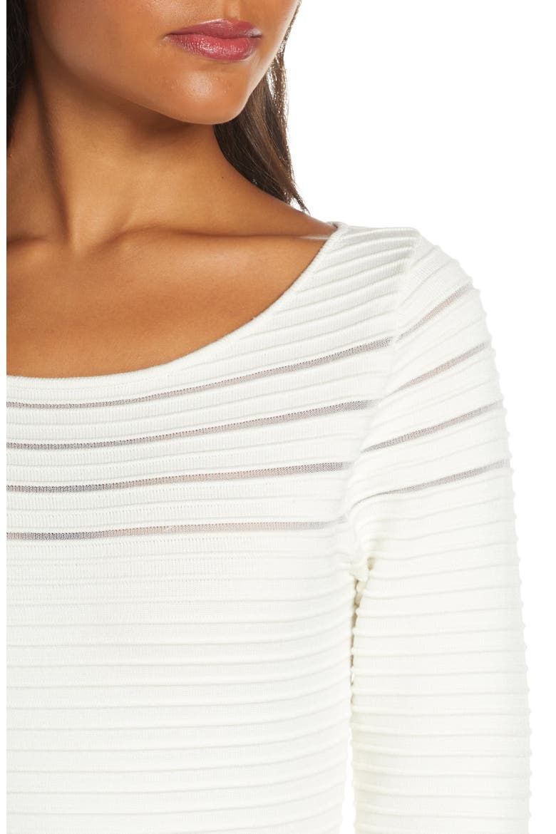 Mesh Fit & Flare Dress, Alternate, color, IVORY