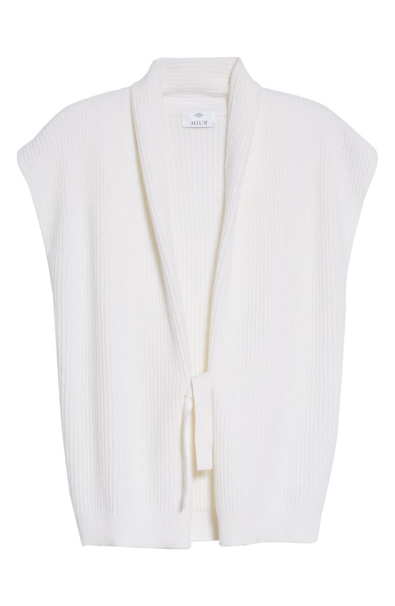 Allude Rib Tie Front Sweater Vest, Alternate, color,