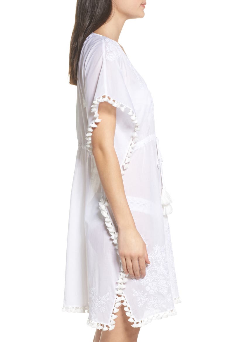 Embroidered Cover-Up Caftan, Alternate, color, WHITE / WHITE