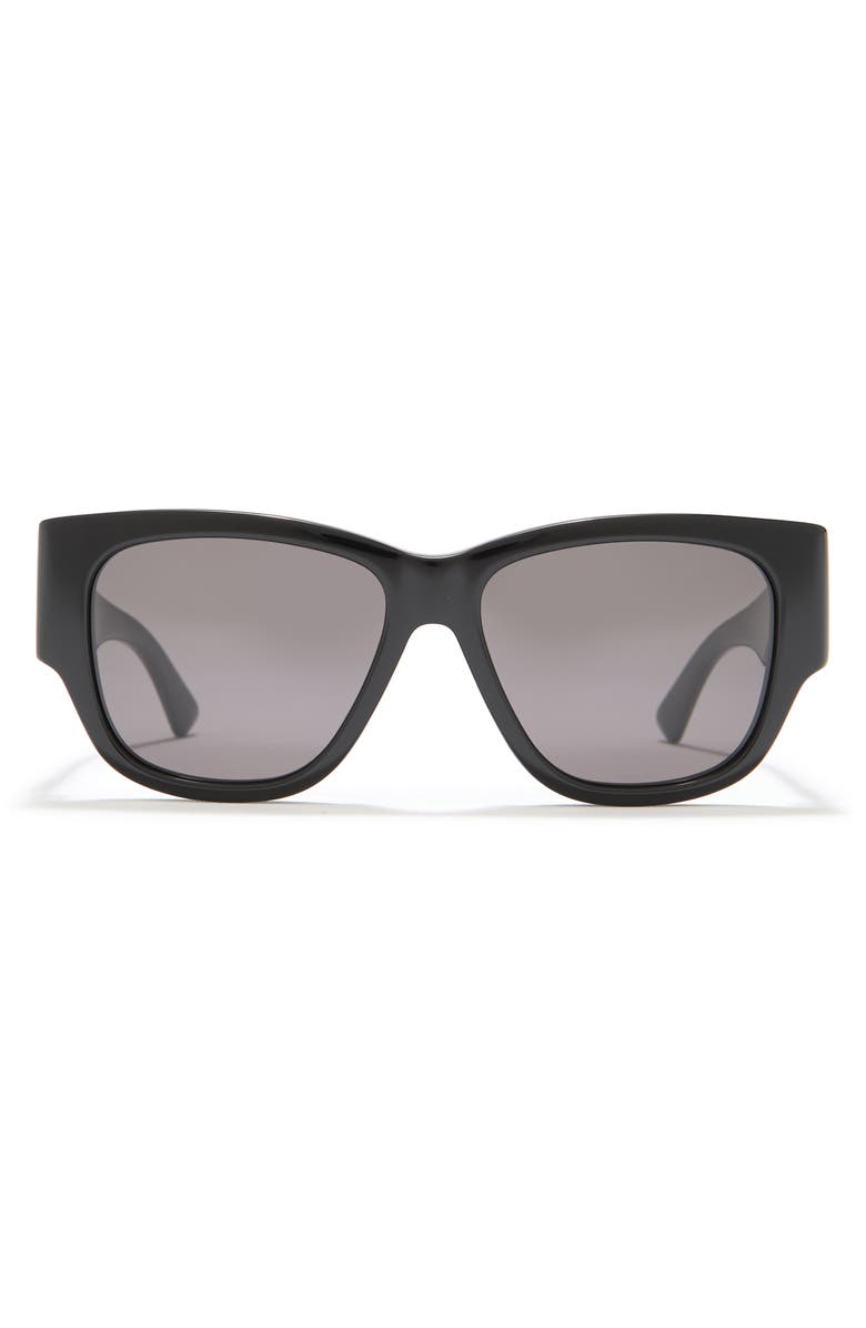 Bottega Veneta 55mm Square Sunglasses, Main, color, Black Grey