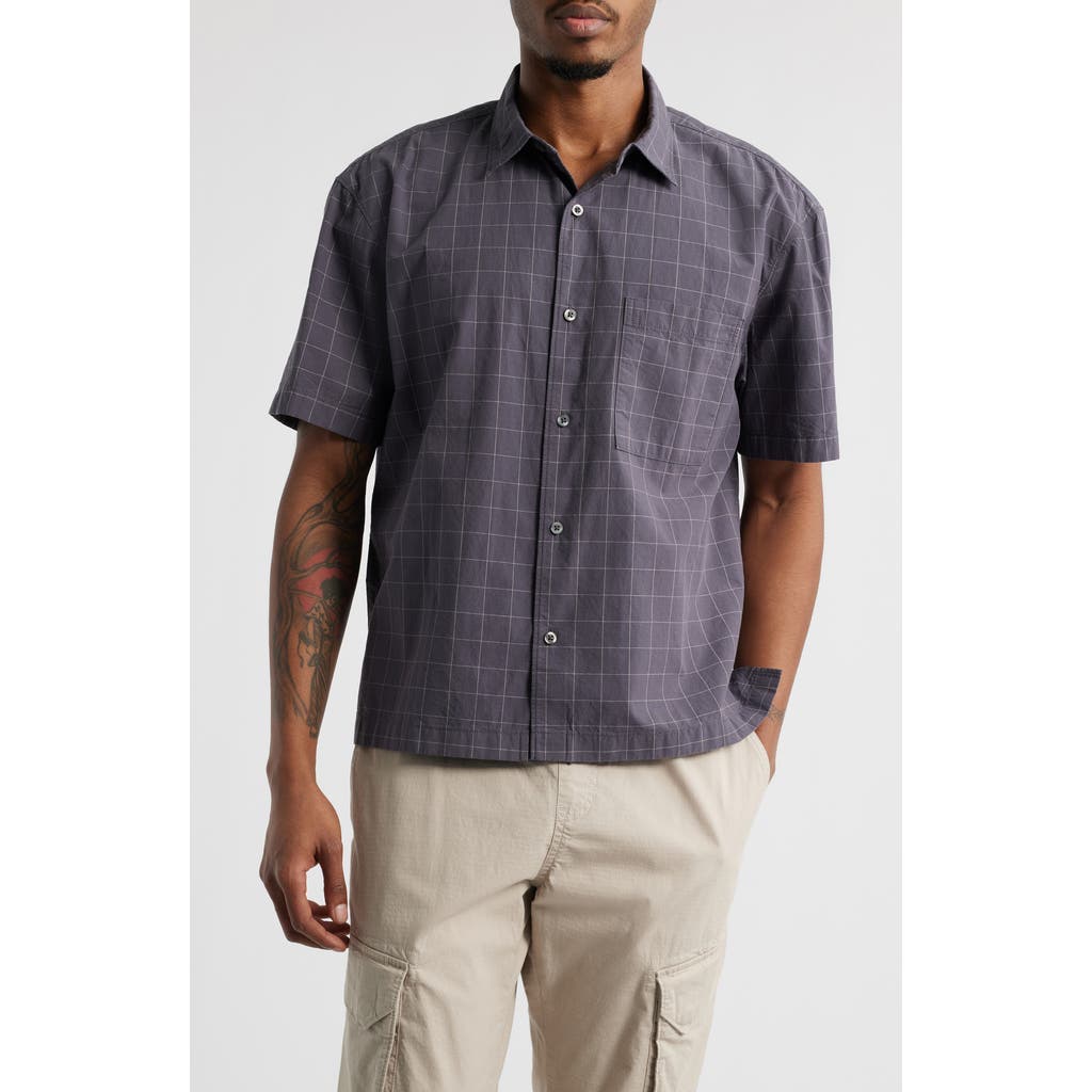 Bp. Windowpane Check Short Sleeve Cotton Button-up Shirt