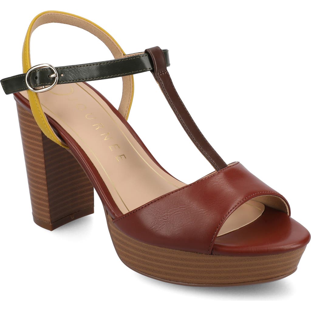 Journee Collection Lavine Slingback Flat Sandal In Brown Multi