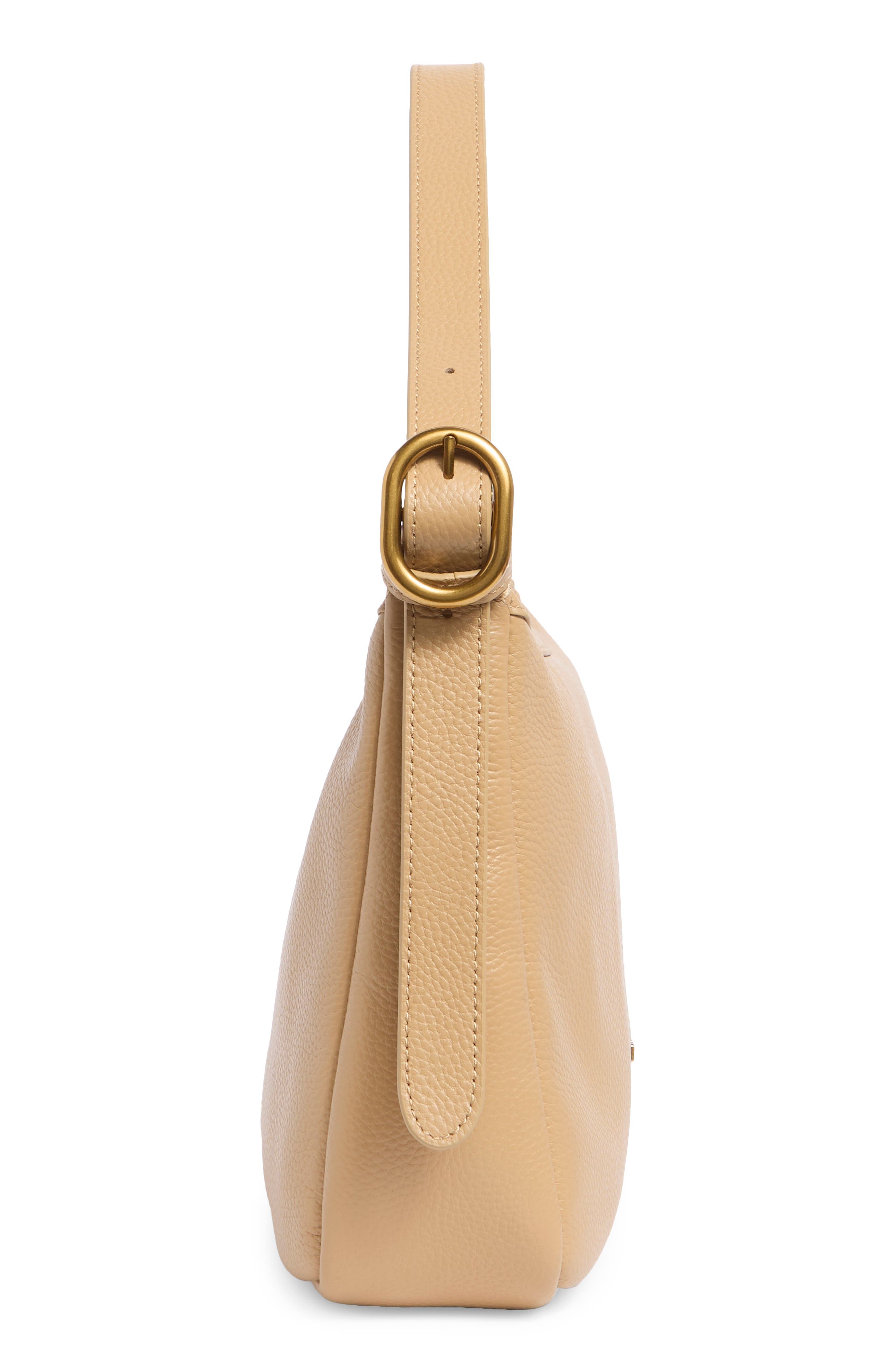 Angel Soft Leather Shoulder Bag, Alternate, color, DARK BEIGE