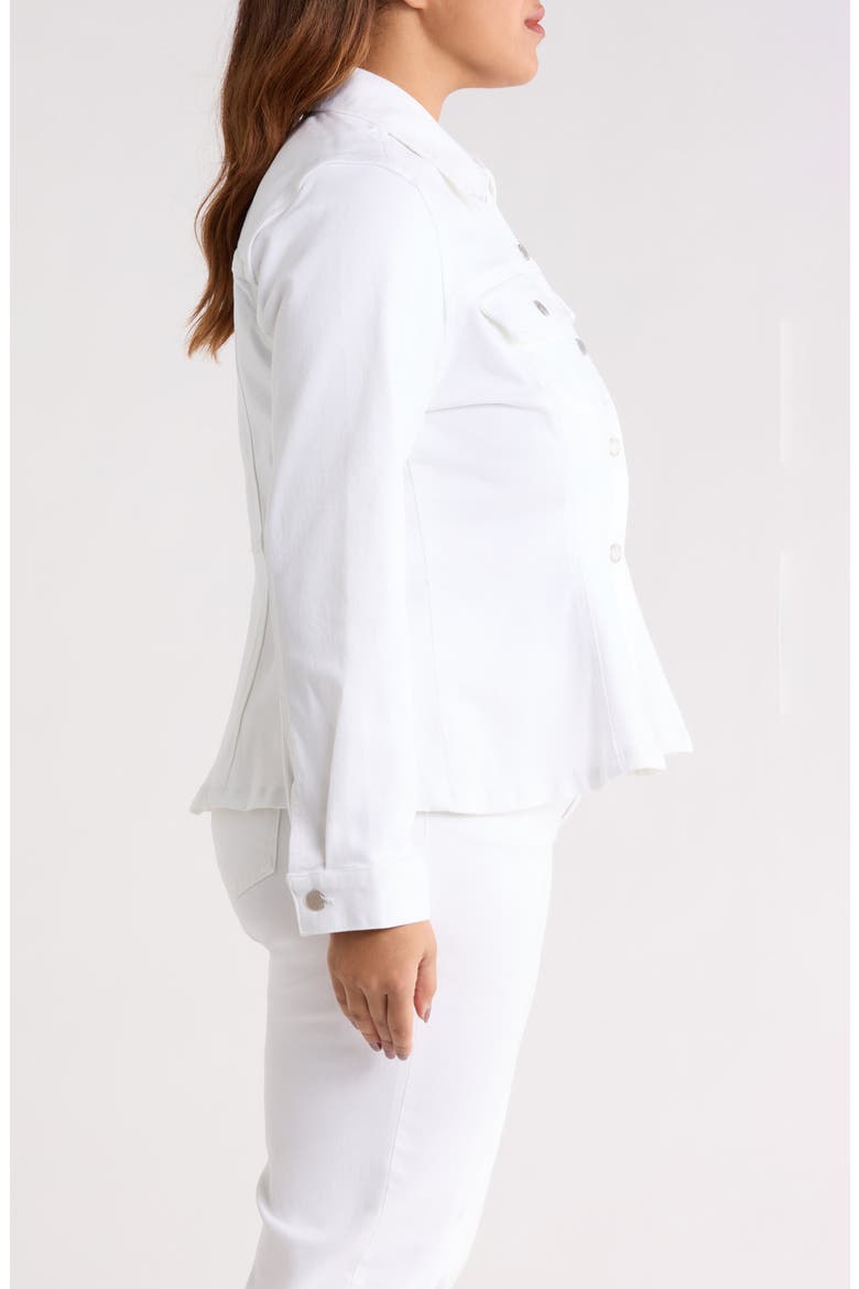 Fit & Flare Trucker Jacket, Alternate, color, BRIGHT WHITE