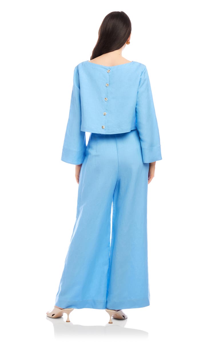 FIFTEEN TWENTY Junie Button-Back Linen Blend Top, Alternate, color, Lake