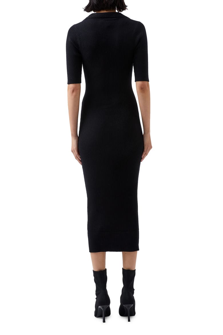 Cosysoft Polo Rib Midi Sweater Dress, Alternate, color, BLACK