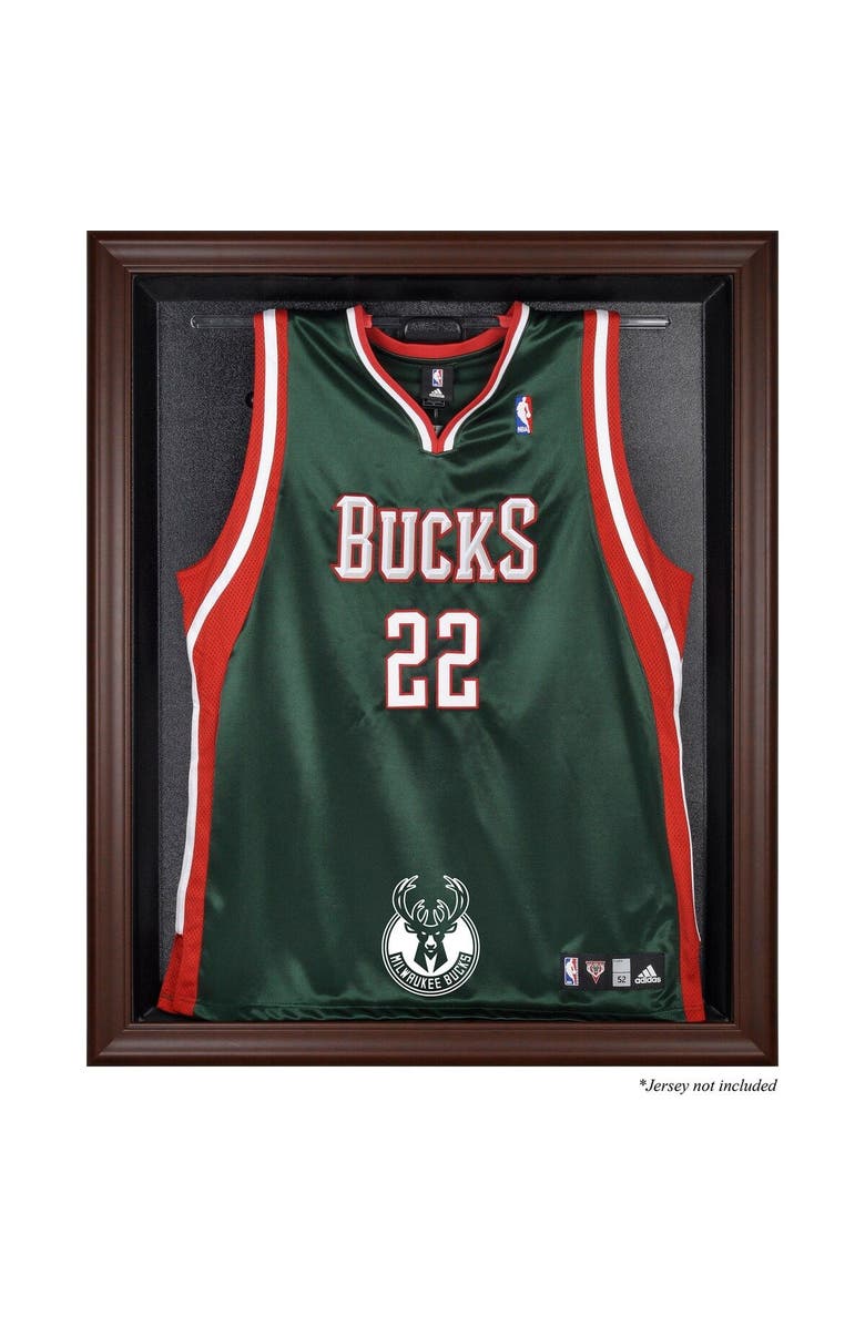 FANATICS AUTHENTIC Milwaukee Bucks Framed Brown Jersey Display Case, Main, color,