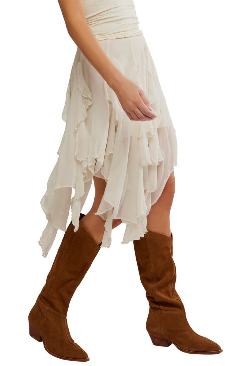 Free People Susanna Ruffle Handkerchief Hem Midi Skirt, Alternate, color, White Alyssum