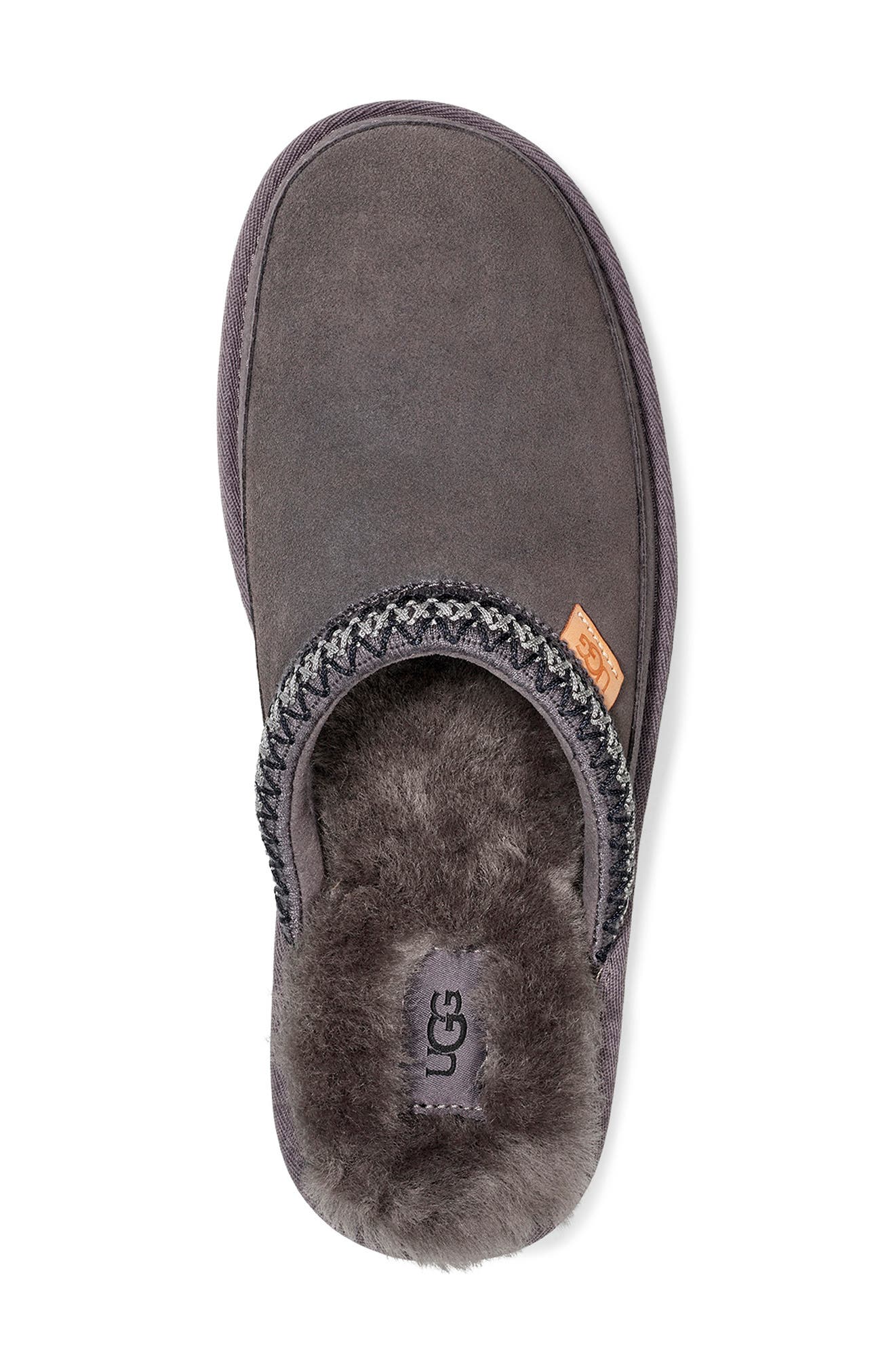 Tasman Genuine Shearling Slipper, Alternate, color, DARK GREY