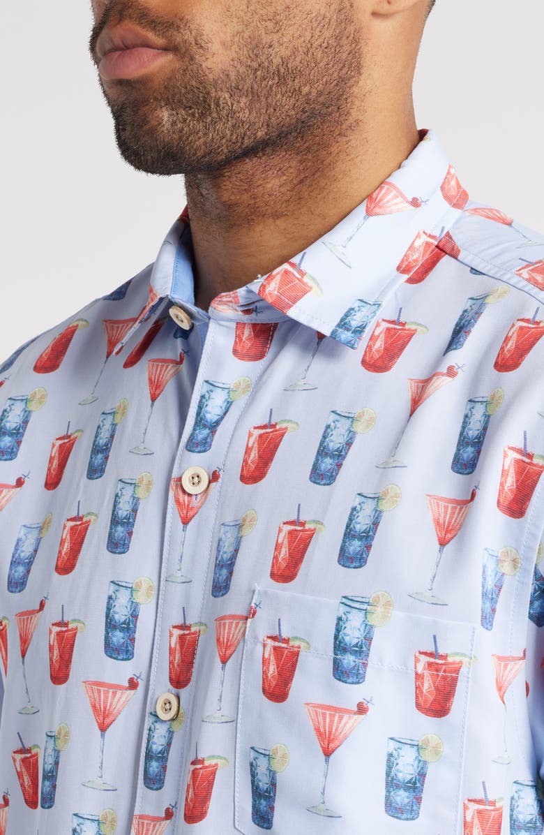 Tommy Bahama Coconut Point Red, White and Cheers IslandZone<sup>®</sup> Short Sleeve Button-Up Shirt, Alternate, color, Chambray Blue