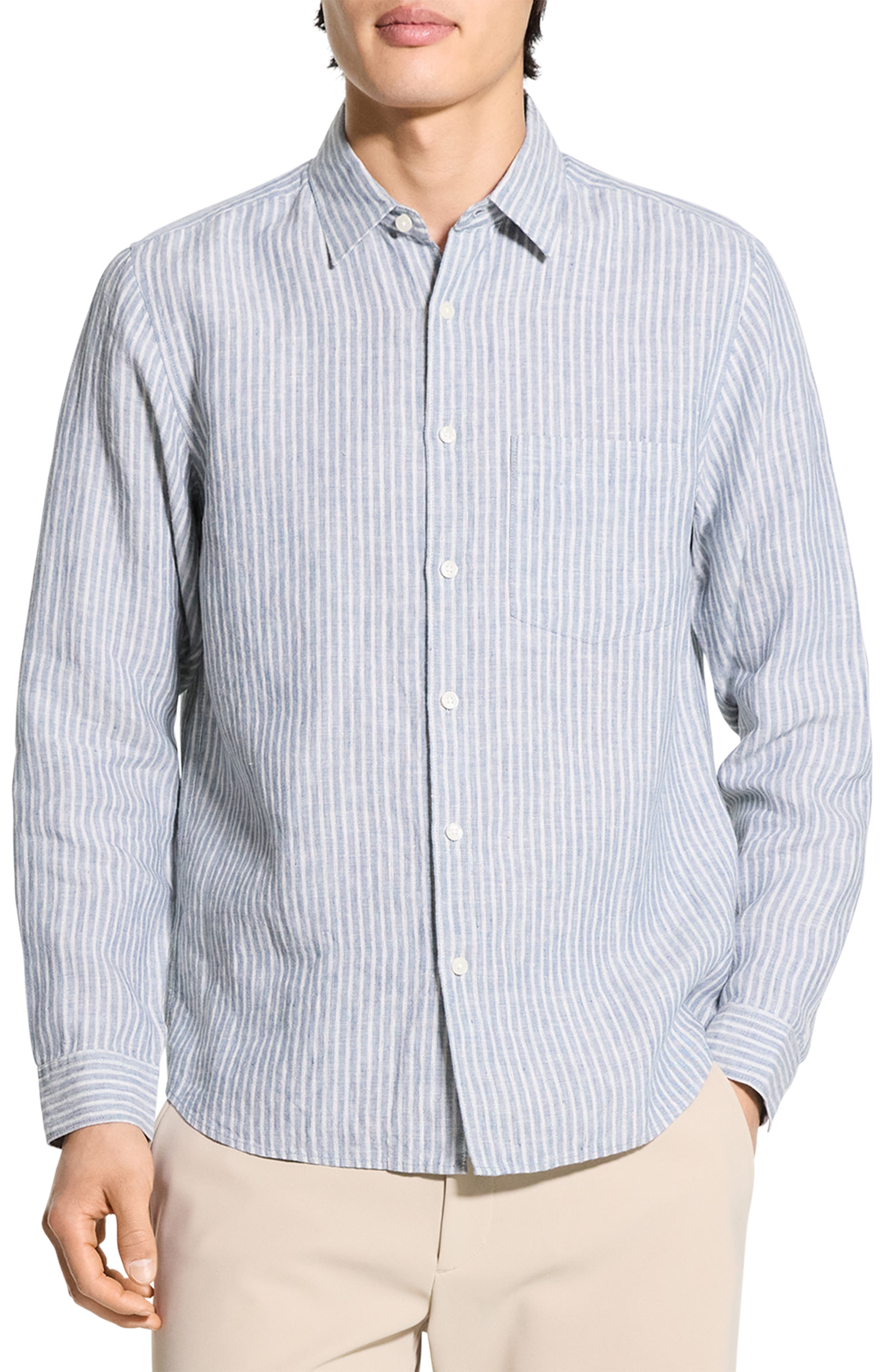 Theory Irving Slub Linen Button-Up Shirt