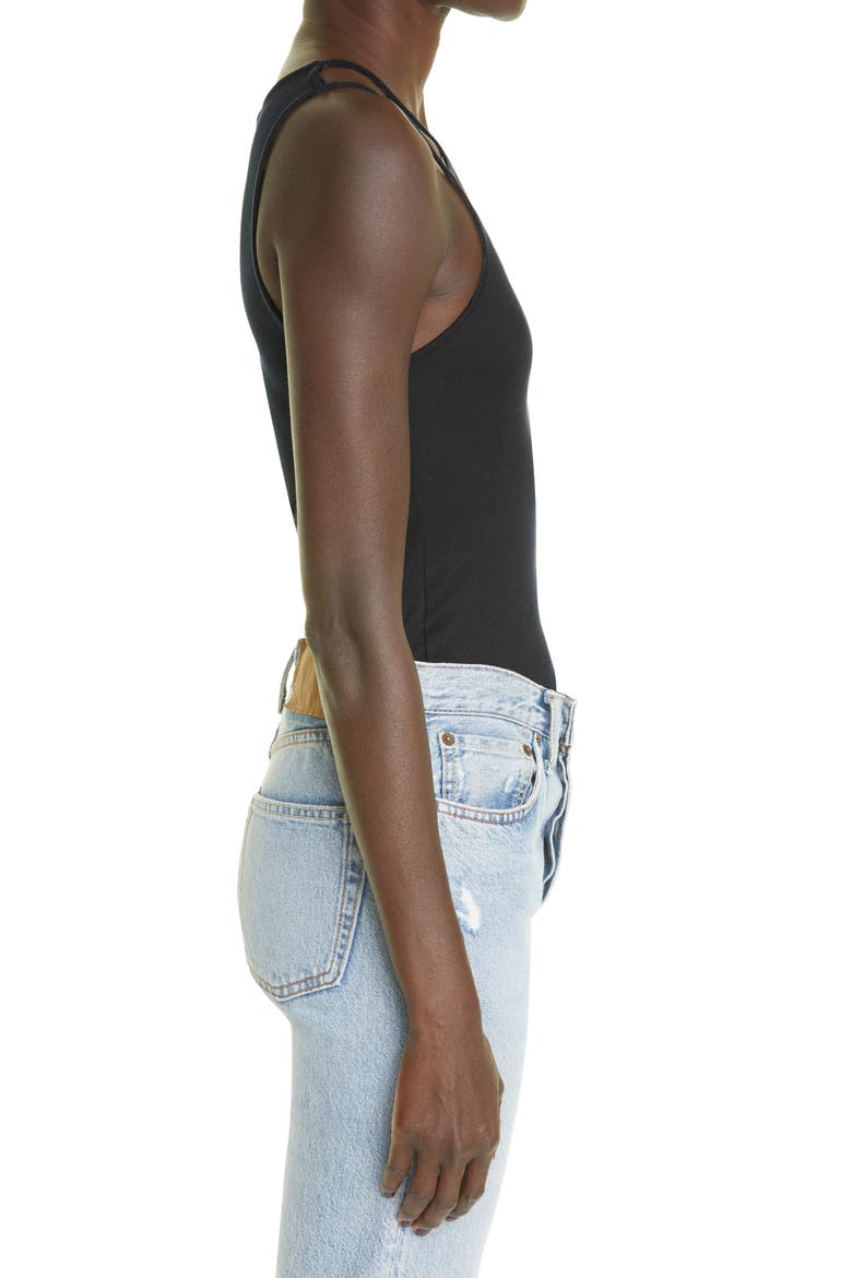 Gender Inclusive Fist Geometric Cutout Rib Tank, Alternate, color, BLACK