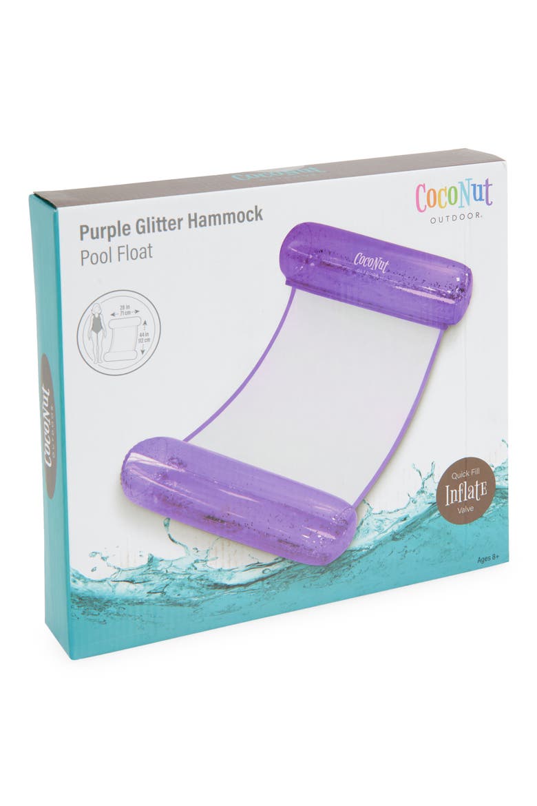 Purple Glitter Hammock Pool Float, Main, color, PURPLE