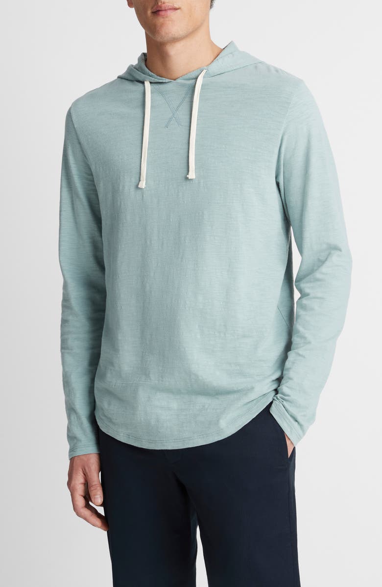 Vince Regular Fit Slub Hoodie, Alternate, color, Ceramic Blue