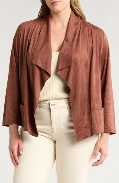 Draped Faux Suede Jacket (Plus)