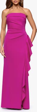 Xscape Evenings Ruffle Strapless Scuba Crepe Gown