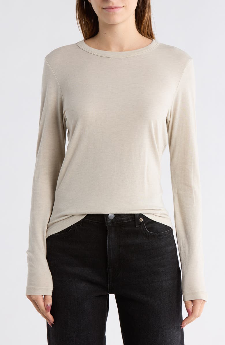 BUCK MASON Cloud Jersey Slim Long Sleeve T-Shirt, Main, color, Sand Drift