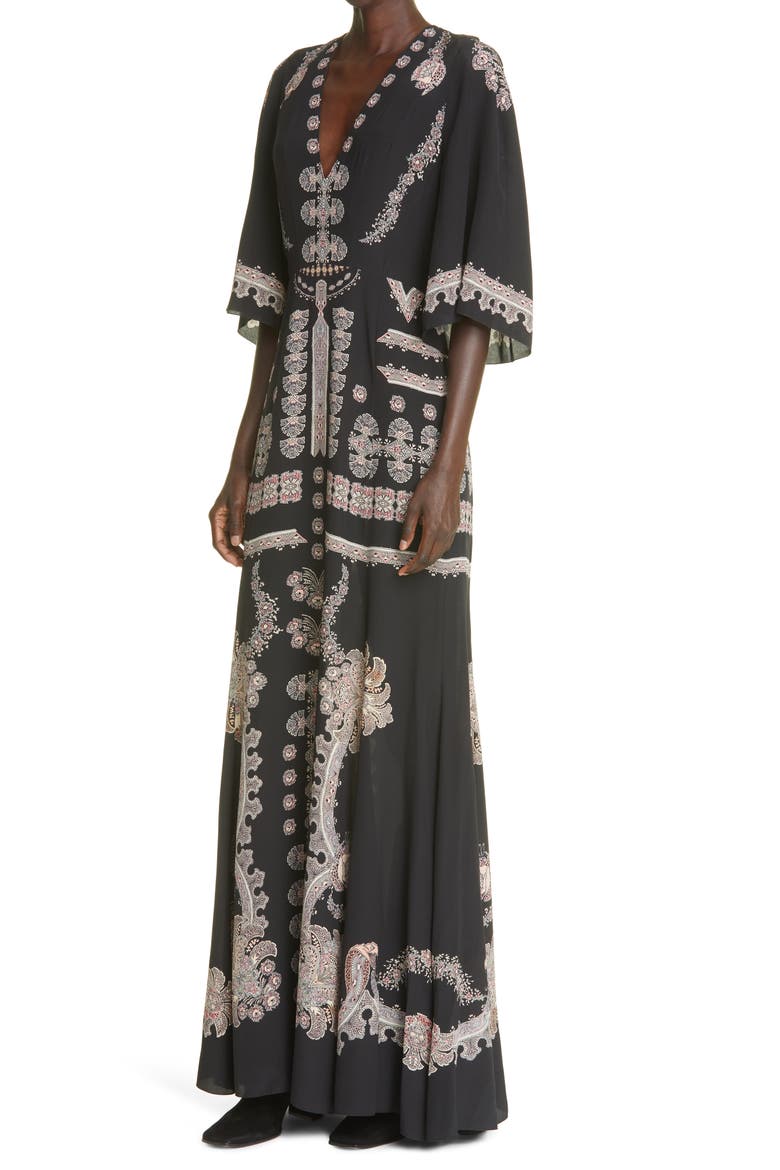 Burning Silk Maxi Dress, Alternate, color, NERO 0001