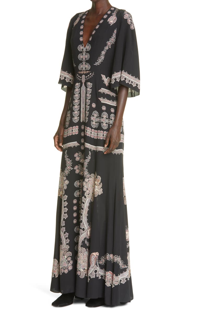 Etro Burning Silk Maxi Dress, Alternate, color, 