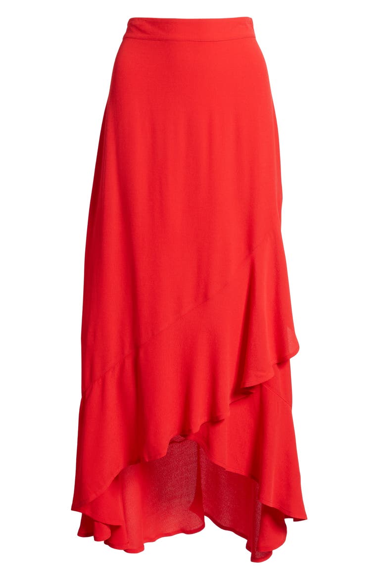 High Waist Tulip Skirt, Alternate, color, RED CHINOISE