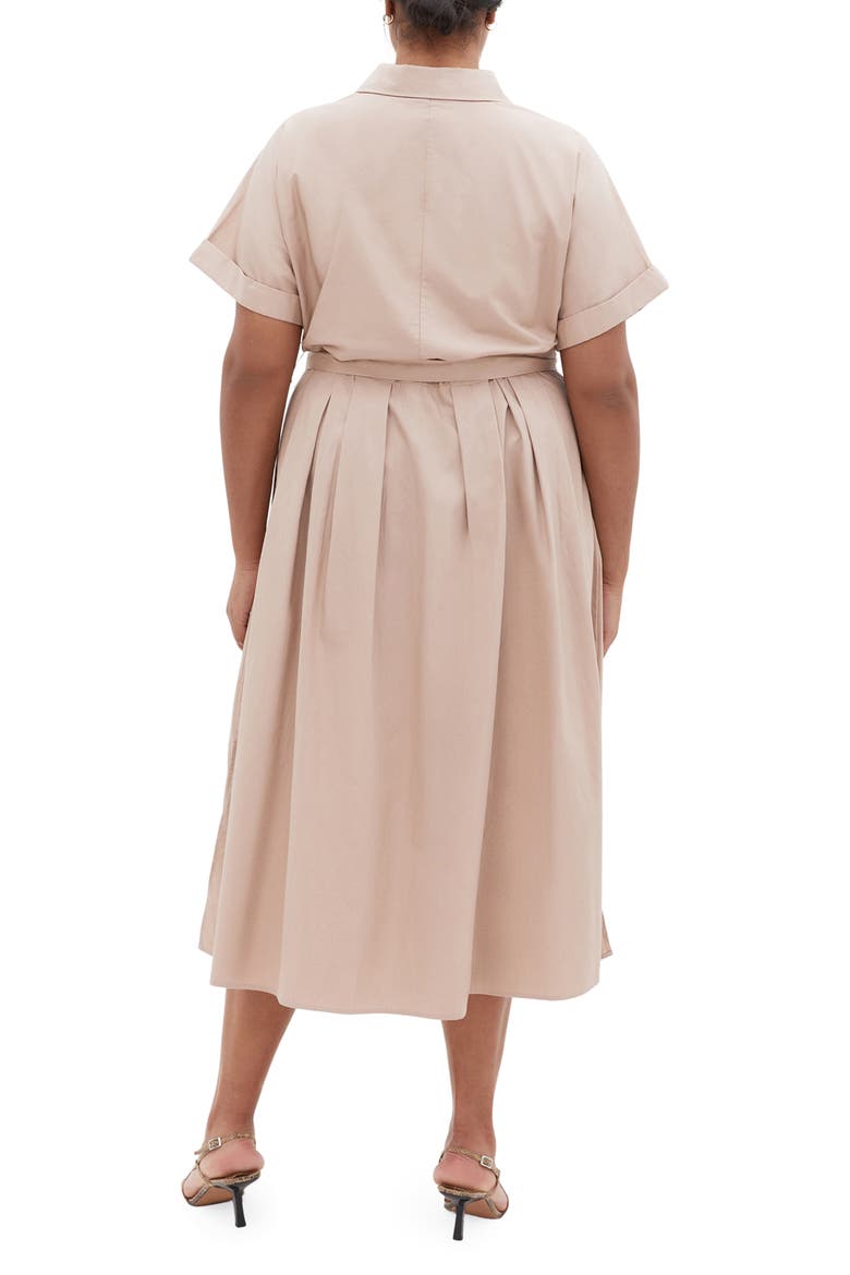 Elly Short Sleeve Belted Cotton Shirtdress, Alternate, color, ECRU